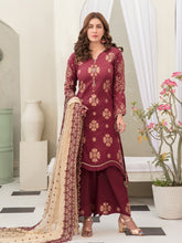 Load image into Gallery viewer, Tawakkal Pearla 3pc Unstitched Pearl Gold Table Printed Lawn Suit D6795