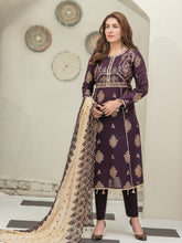 Load image into Gallery viewer, Tawakkal Pearla 3pc Unstitched Pearl Gold Table Printed Lawn Suit D6796