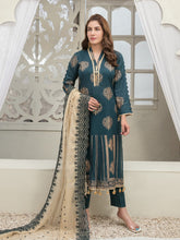 Load image into Gallery viewer, Tawakkal Pearla 3pc Unstitched Pearl Gold Table Printed Lawn Suit D6797