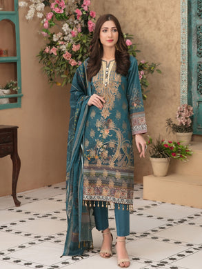 Tawakkal Shahnoor 3pc Unstitched Embroidered And Digital Printed Banarsi Lawn Suit D1781