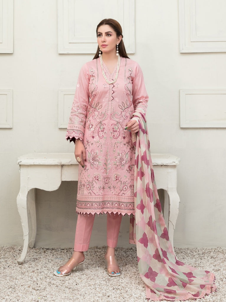Tawakkal Sharleez 3pc Unstitched Luxury Embroidered Festive Lawn Suit D6778