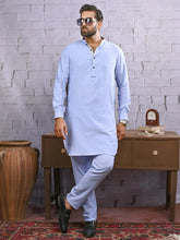 Load image into Gallery viewer, Unstitched Wash & Wear Kameez Shalwar for Men - UM22MN-3012 Blue Light