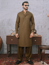 Load image into Gallery viewer, Unstitched Wash & Wear Kameez Shalwar for Men - UM22MN-0720 Gold Brown