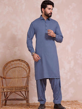 Load image into Gallery viewer, Unstitched Wash & Wear Kameez Shalwar for Men - UM22MN-4 Gentian Blue