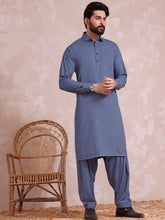 Load image into Gallery viewer, Unstitched Wash & Wear Kameez Shalwar for Men - UM22MN-4 Gentian Blue