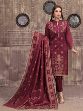 Load image into Gallery viewer, VERA BY TAWAKKAL 3pc Unstitched Dual Color Broshia Banarsi Viscose Suit D6425
