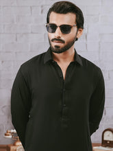 Load image into Gallery viewer, Unstitched Wash & Wear Kameez Shalwar for Men - UM22MN-1020 Black