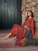 Load image into Gallery viewer, Unstitched Printed Lawn 3pc Suit (Code:U1514RED)