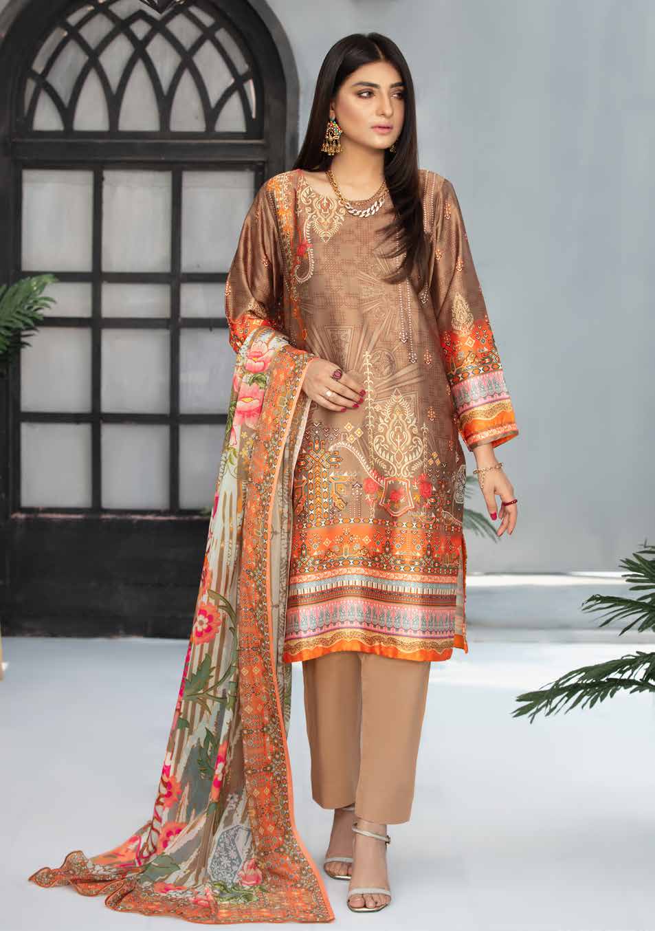 MARINE 3pc Unstitched Digital Printed Silk Suiting D-5452