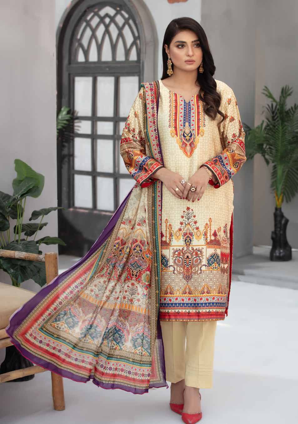 MARINE 3pc Unstitched Digital Printed Silk Suiting D-5456