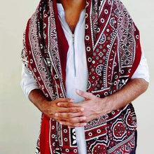 Load image into Gallery viewer, Sindhi Ajrak Block Printed Premium Cotton Shawl For Men &amp; Women SH-09

