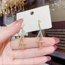Load image into Gallery viewer, Micro-Inlaid Double Triangle Earrings
