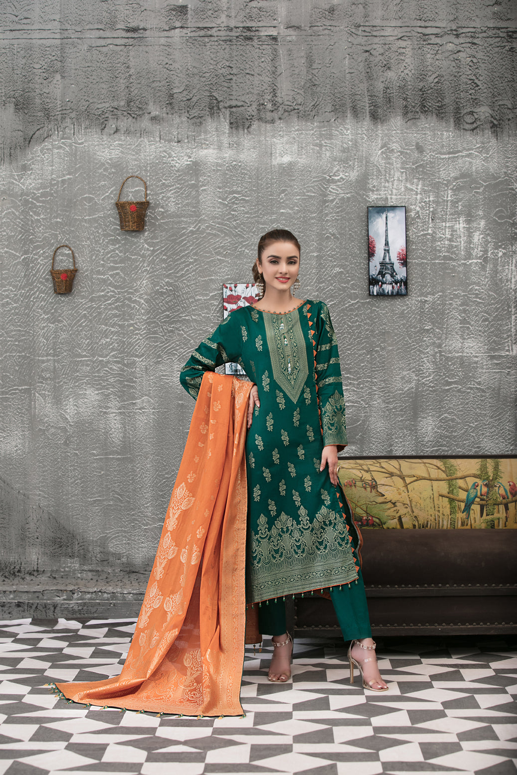 Faustina 3 pc Unstitched Banarsi Lawn Suit by Tawakkal Fabrics
