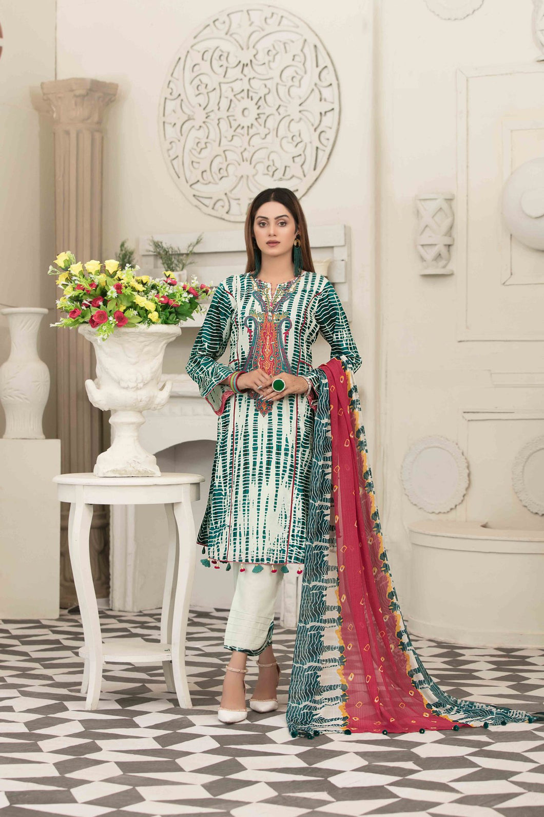 Avyanna 3 pc Unstitched Embroidered Printed Lawn Collection by Tawakkal Fabrics