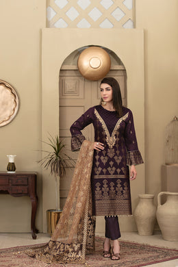 Expression Of Love 3 pc Unstitched Banarsi Embroidered Lawn Suits by Tawakkal Fabrics