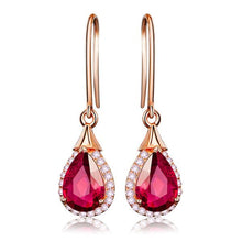 Load image into Gallery viewer, Red Rose Ruby Drop-Shaped Earrings
