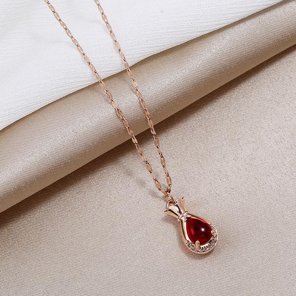 Titanium Steel Red Garnet Necklace