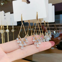 Load image into Gallery viewer, Micro-Inlaid Zircon Opal Tassel Earrings
