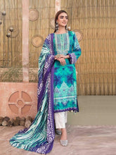 Load image into Gallery viewer, Tawakkal Fabrics 3pc Unstitched Embroidered Digital Printed Tie &amp; Dye Linen Suit D-6058
