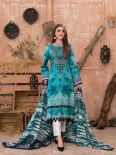Load image into Gallery viewer, Tawakkal Fabrics 3pc Unstitched Embroidered Digital Printed Tie &amp; Dye Linen Suit D-6061
