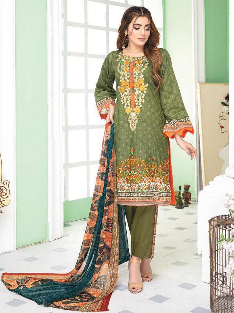 Almirah Unstitched Embroidered Printed Lawn Suit DA003