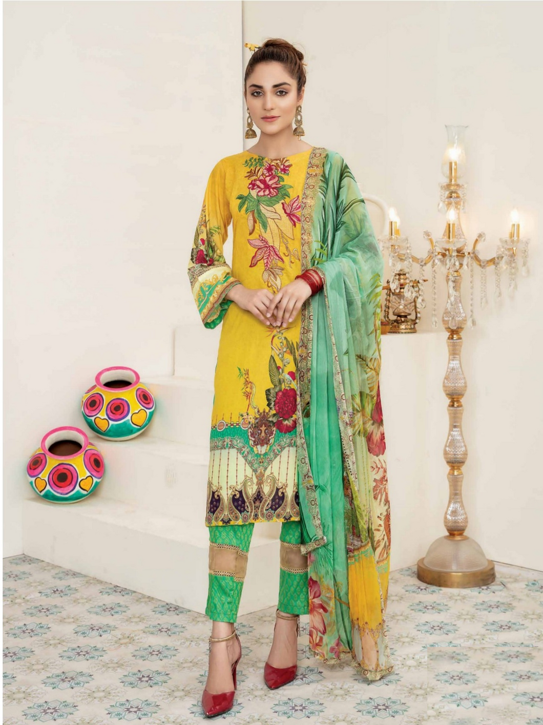 Bin Dawood - Ayesha Samia 3pc Unstitched Embroidered Digital Printed Luxury Lawn Suit D-10