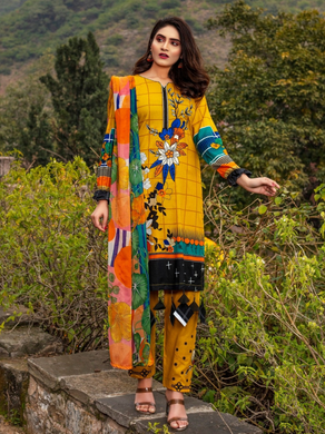 Bin Dawood Tania 3pc Unstitched Embroidered Digital Printed Lawn Suit D‐02