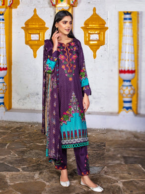 Bin Dawood Tania 3pc Unstitched Embroidered Digital Printed Lawn Suit D‐10
