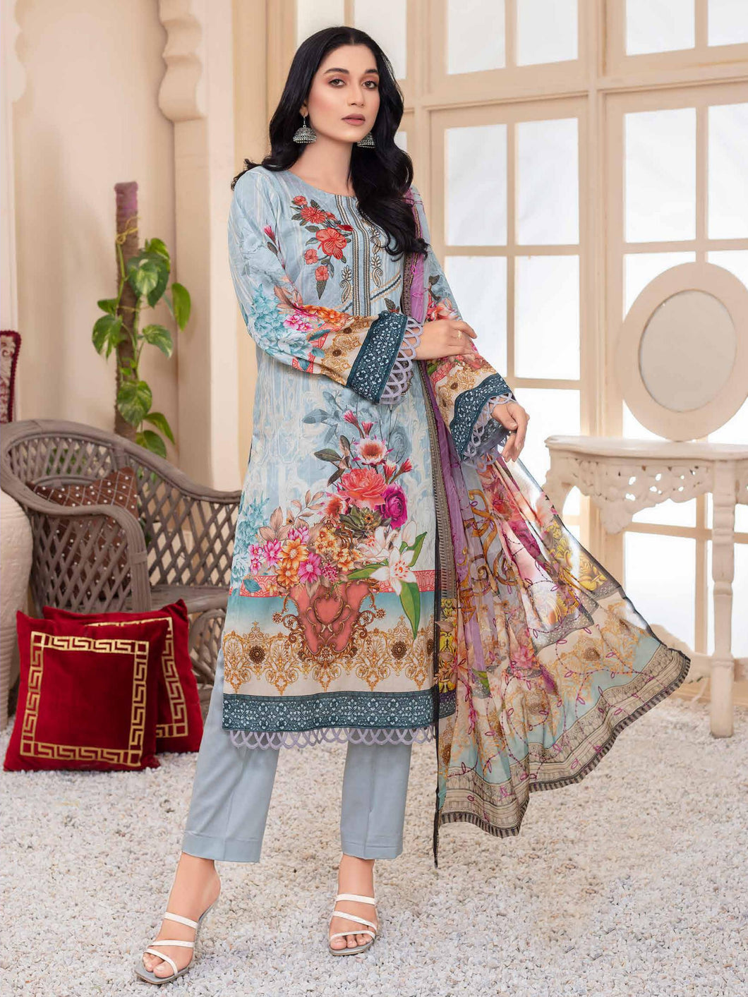 Bin Dawood Zara Sara 3pc Unstitched Embroidered Digital Printed Luxury Lawn Suit DZS-10