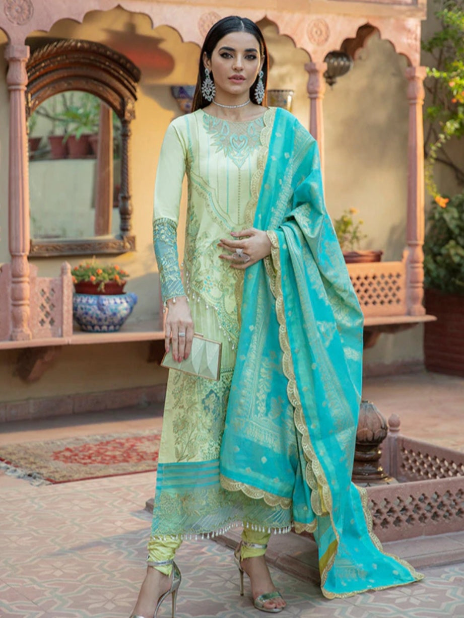 Bin Ilyas Dastak 3pc Unstitched Luxury Embroidered Festive Lawn Suit D12-A
