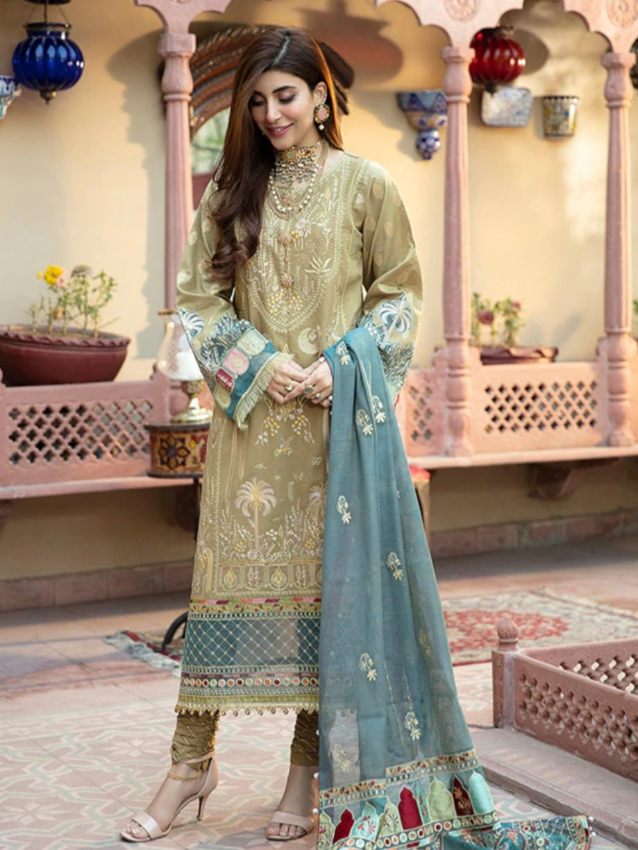 Bin Ilyas Dastak 3pc Unstitched Luxury Embroidered Festive Lawn Suit D13-A