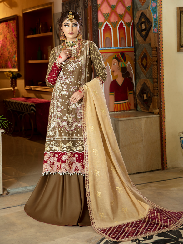 Bin ilyas ‐ Mor Mahal Ki Raniyan Unstitched Luxury Suit - MMR 002B