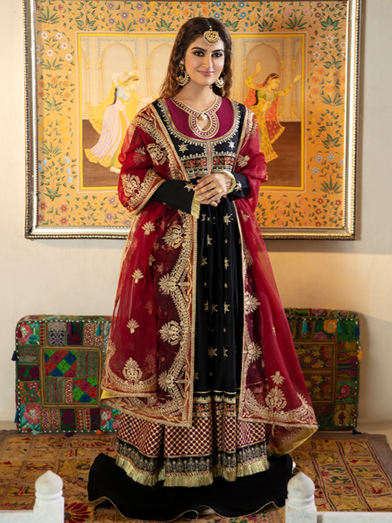 Bin ilyas ‐ Mor Mahal Ki Raniyan Unstitched Luxury Suit - MMR 003A