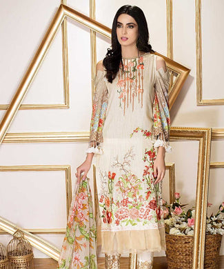 Five Star 3 pc Unstitched Embroidered Printed Premium Lawn Suit