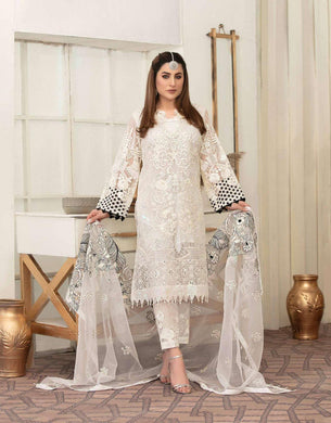 3pc Unstitched Fancy Embroidered Chiffon Designer wear Dress - Tawakkal Fabrics