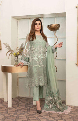 3pc Unstitched Fancy Embroidered Chiffon Designer wear Dress - Tawakkal Fabrics