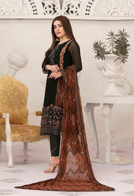 3pc Unstitched Fancy Embroidered Chiffon Designer wear Dress - Tawakkal Fabrics