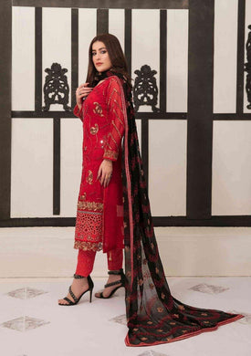 3pc Unstitched Fancy Embroidered Chiffon Designer wear Dress - Tawakkal Fabrics