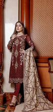 Load image into Gallery viewer, 3pc Unstitched Luxury Embroidered Fancy Chiffon dress by Moti&#39;s
