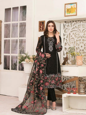 3pc Unstitched Fancy Embroidered Chiffon Designer wear Dress - Tawakkal Fabrics