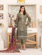 Load image into Gallery viewer, 3pc Unstitched Fancy Embroidered Chiffon Designer wear Dress - Tawakkal Fabrics
