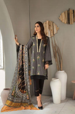 3 pc Unstitched Digital Printed Embroidered Lawn Suit - RajBari