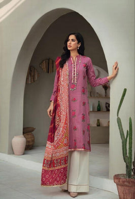 3 pc Unstitched Digital Printed Embroidered Lawn Suit - RajBari