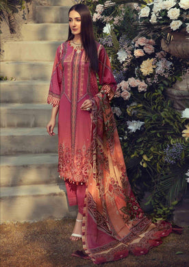 Ombre Fire 3 pc Unstitched Embroidered Lawn Suiting - UMESHA