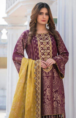 3 pc Unstitched Heavy Embroidered Banarsi Jacquard Lawn Suits by Tawakkal Fabrics
