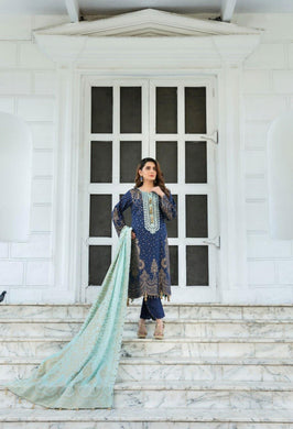 3 pc Unstitched Heavy Embroidered Banarsi Jacquard Lawn Suits by Tawakkal Fabrics