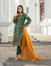 Load image into Gallery viewer, 3 pc Unstitched Heavy Embroidered Banarsi Jacquard Lawn Suits by Tawakkal Fabrics
