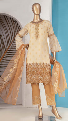 Peach by Rivaj 3 pc Unstitched Embroidered Banarsi Jacquard Suit