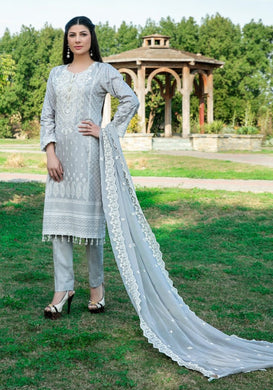 3 pc Unstitched Embroidered Printed Lawn Suiting - Tawakkal Fabrics