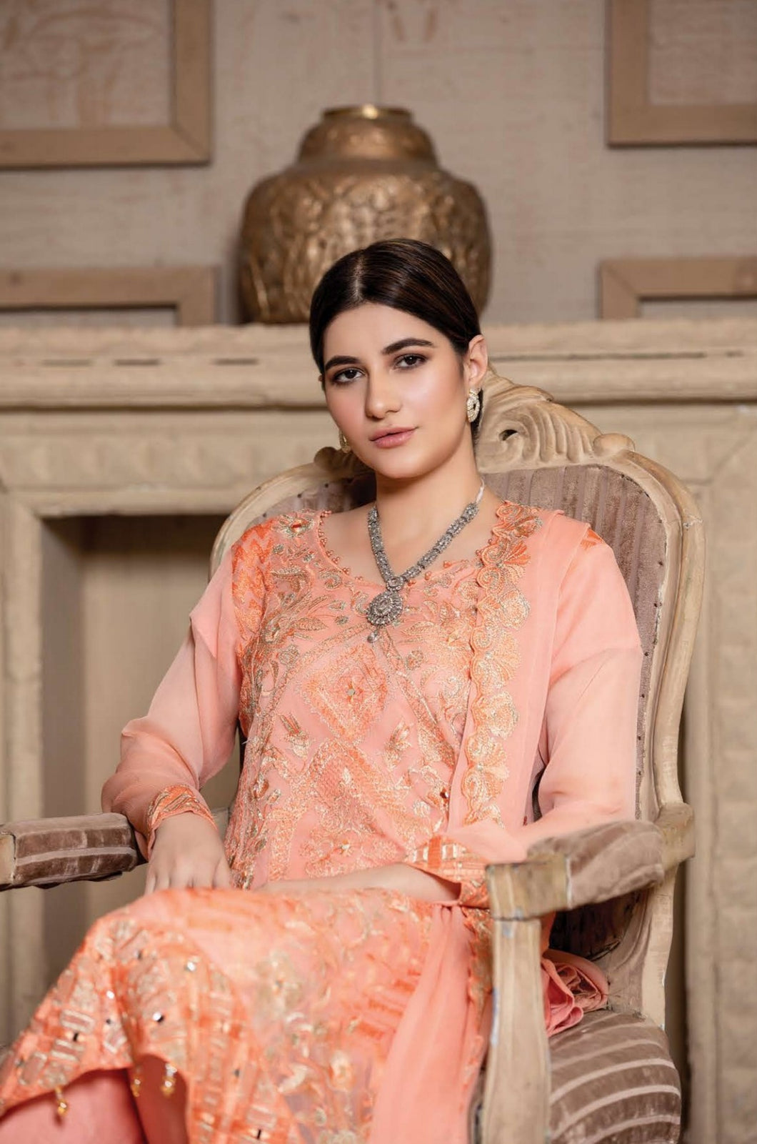 3 pc Unstitched Fancy Embroidered Chiffon Suit